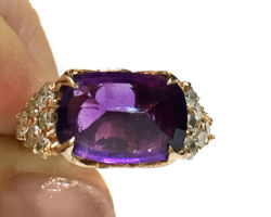 Amethyst and Diamond Ring Front View