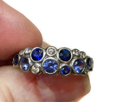 Blue Sapphire and Diamond Ring