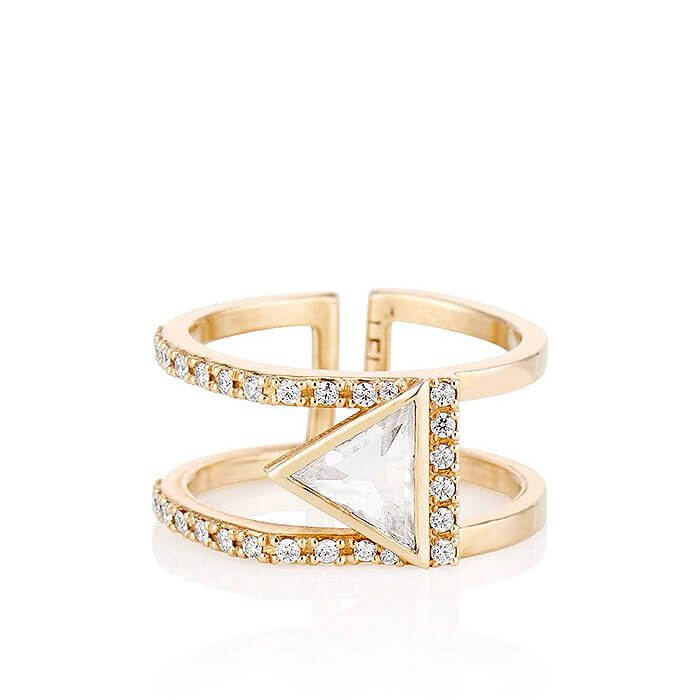 Rocksbox: 18k Gold Plated Baguette and Circle Two Piece Ring Set by  Demifine by Rocksbox