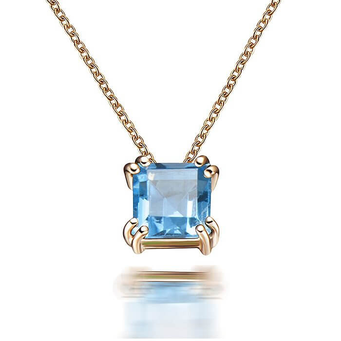 Blue Topaz Pendant, Emerald Cut Topaz Pendant, Rose Gold Necklace, Nat –  Adina Stone Jewelry