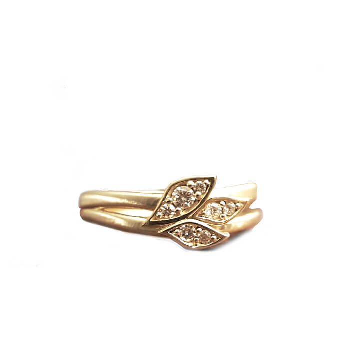 14K Leaf and Branch Diamond Ring