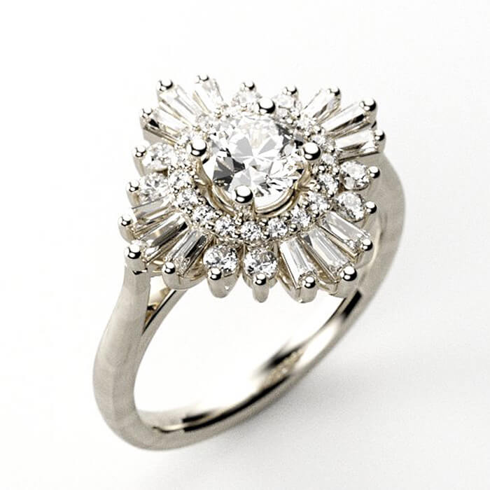 Lounge aardolie ~ kant Starburst Diamond Halo Engagement Ring | Mia Gemma