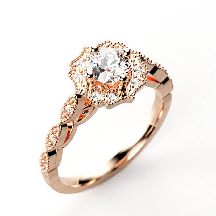 Vintage scroll hot sale engagement ring