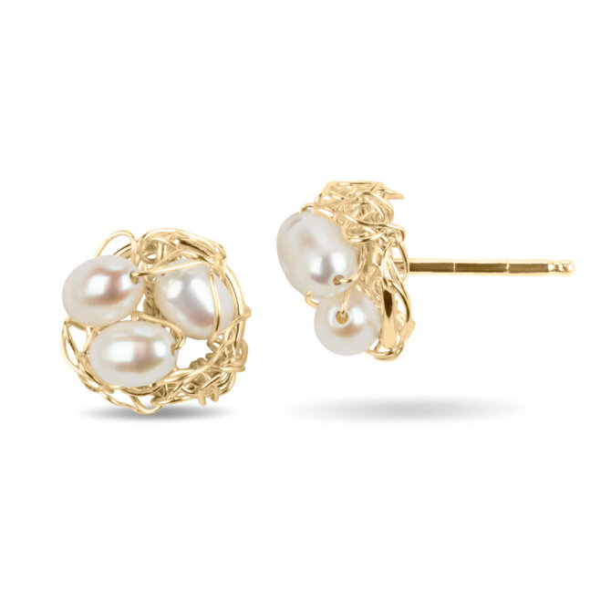 18K Gold Nest Earrings on Post
