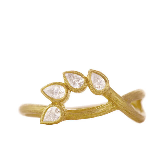 18K Diamond Vine Bypass Ring