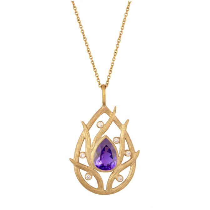 18K Tanzanite and Diamond Vine Pendant