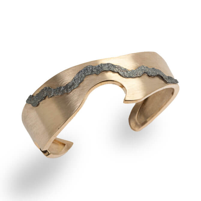 Edgy Cuff Bracelet in Oxidized Silver and Bronze