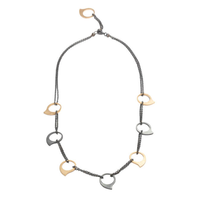 Bronze and Blackened Silver Necklace