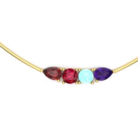 Four-Stone Bar Necklace in 18K Yellow Gold, CAD Design