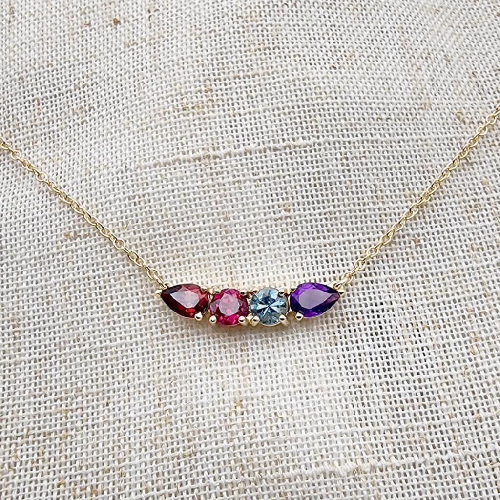 Four-Stone Bar Necklace in 18K Yellow Gold