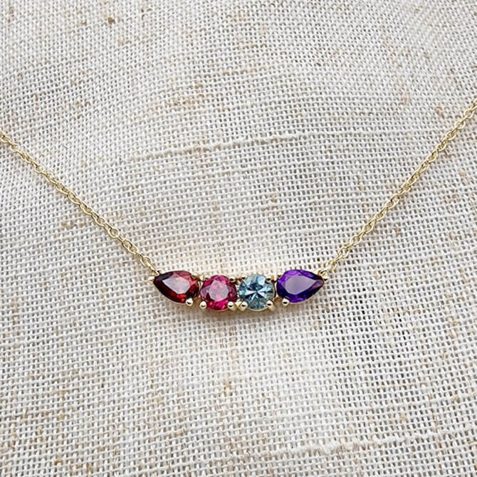 Four-Stone Bar Necklace in 18K Yellow Gold