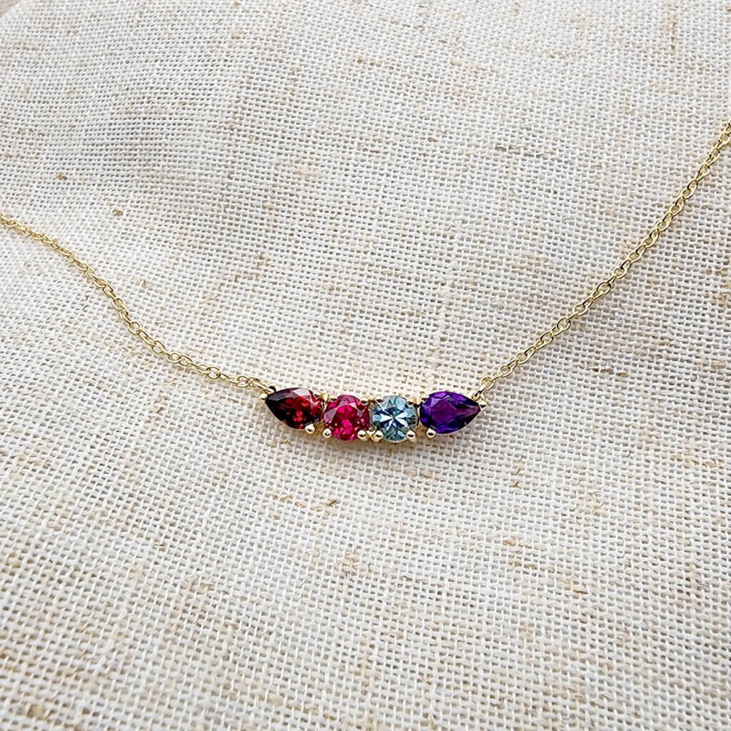 Four-Stone Bar Necklace in 18K Yellow Gold
