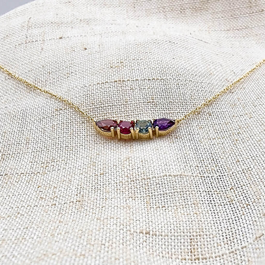 Four-Stone Bar Necklace in 18K Yellow Gold, Bottom