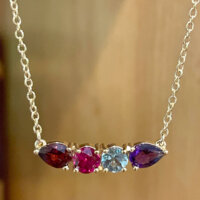 Four-Stone Bar Necklace in 18K Yellow Gold, Lifestyle