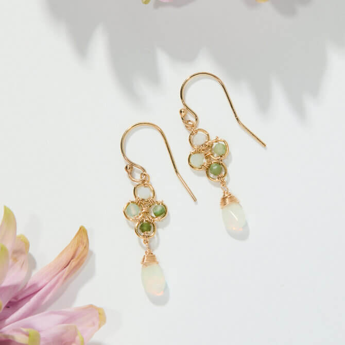 14K GF Peruvian & Ethiopian Opal Clover Earrings