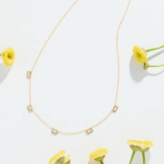 14K GF Larimar Station Necklace