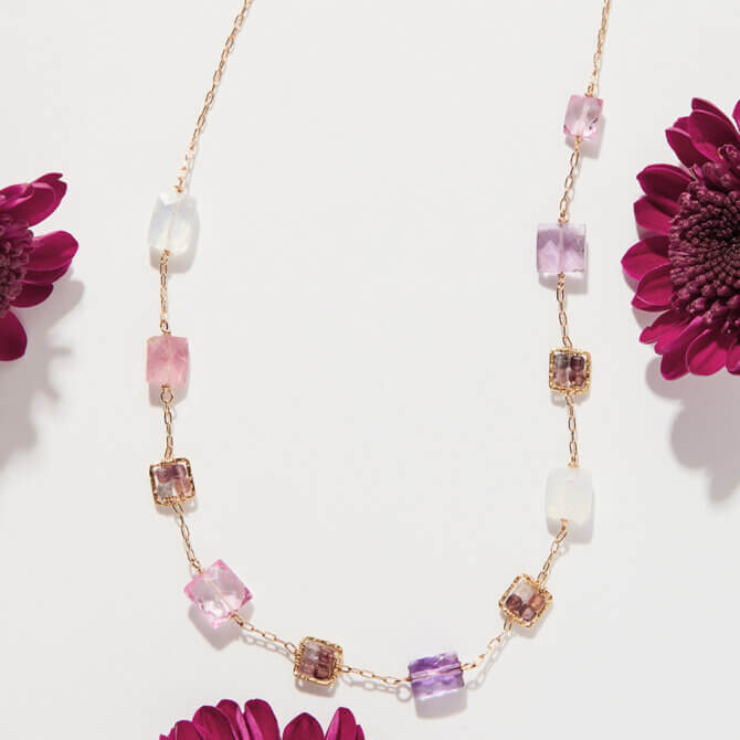 14K GF Pink Multi-Gem Necklace