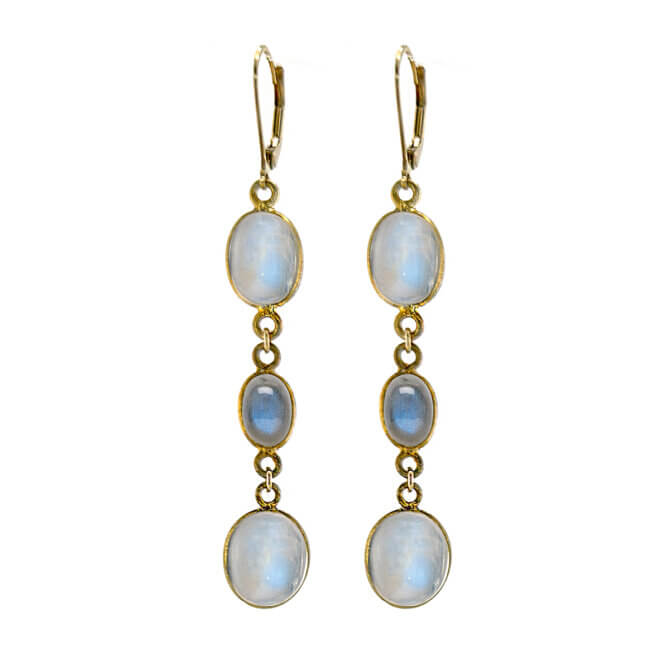 14K GF Moonstone and Labradorite Earrings