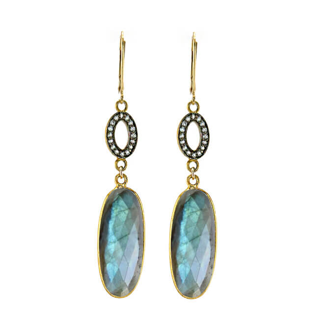 14K GF Labradorite and Topaz Earrings