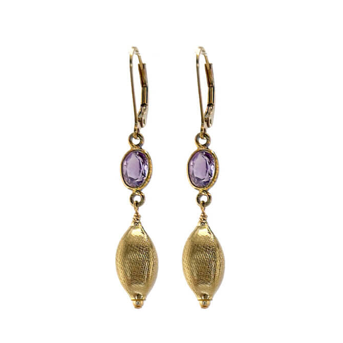 14K GF Amethyst and Gold Vermeil Drop Earrings