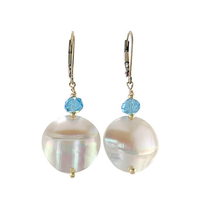 14K GF Blue Topaz and Nautilus Earrings