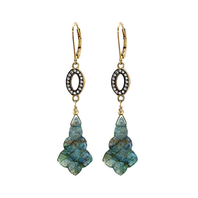 14K GF Carved Labradorite and Topaz Earrings