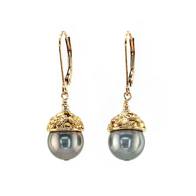 14K GF Capped Grey Akoya Pearl Earrings