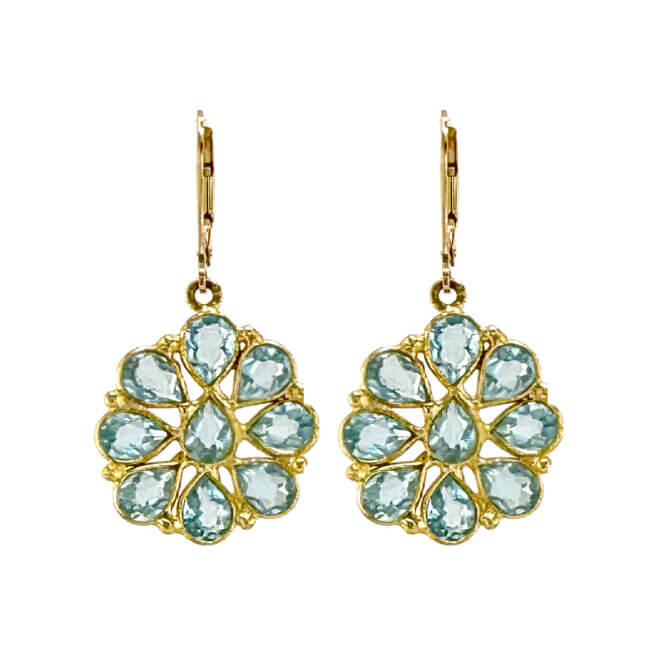 14K GF Blue Topaz Flowers Earrings