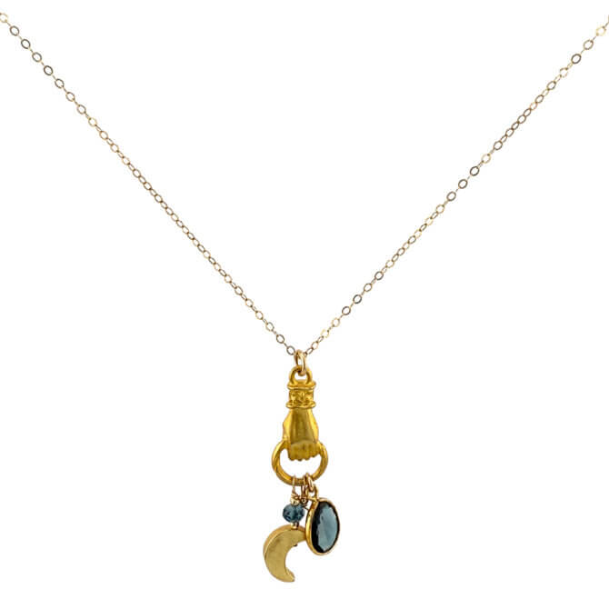 14K GF London Blue Topaz Charm Necklace