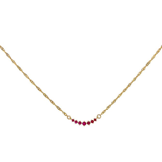 14K Ruby Curved Bar Necklace