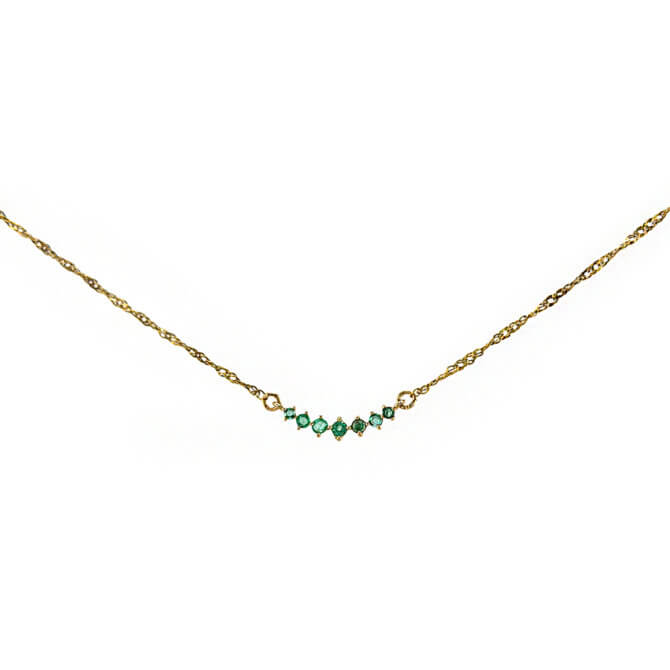 14K Emerald Curved Bar Necklace