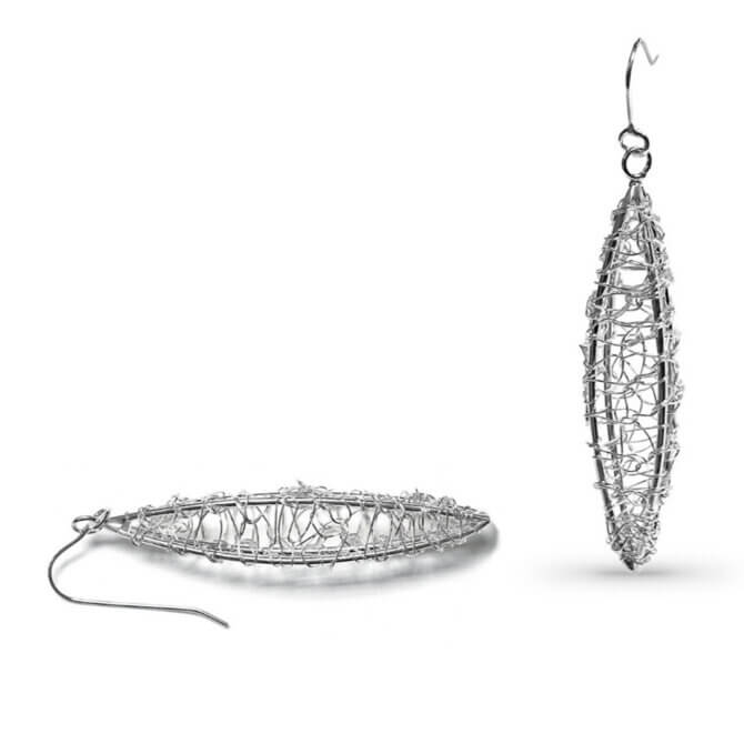 Sterling and Fine Silver Large Seed Pod Earring