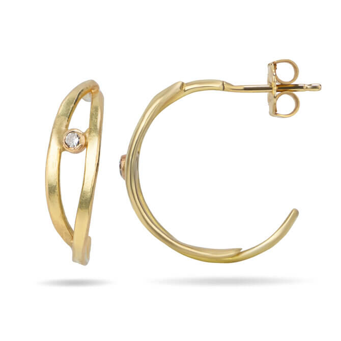 18K Gold Vine Hoop Earrings
