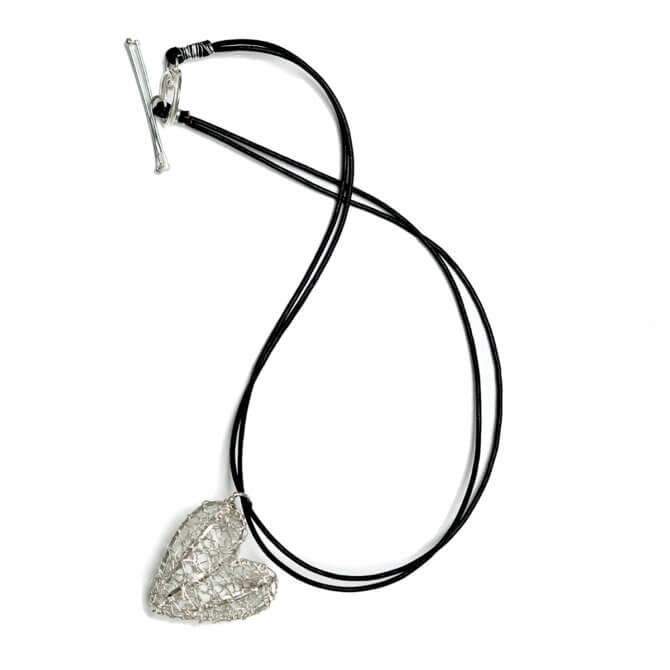 Sterling Silver Crocheted Heart Necklace