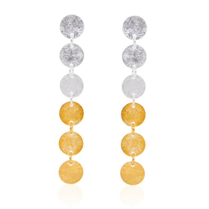 Mixed Metal Sixfold Dangle Earrings