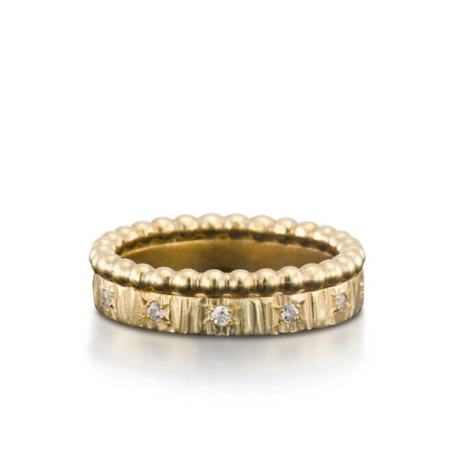 14K Yellow Gold Diamond Crown Ring