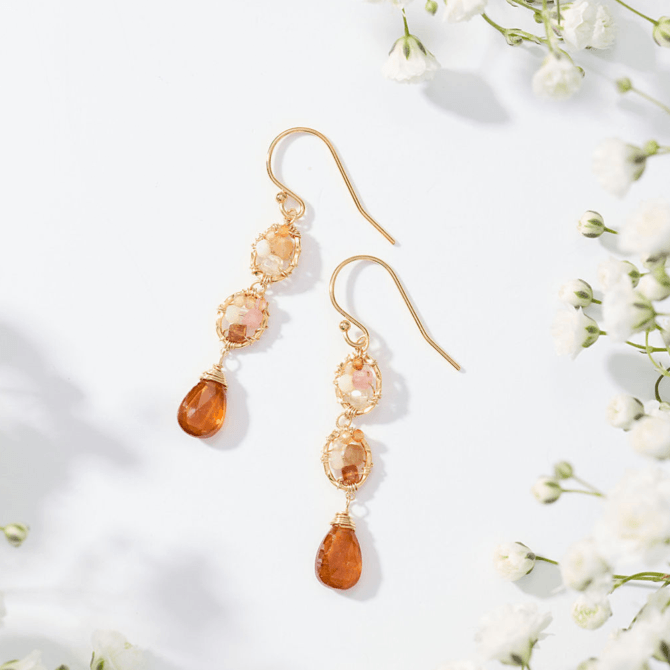 Honey Beaded Oval earrings