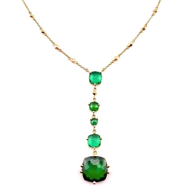 14KYG Emerald Mumbai Nights Glamour Drop Necklace