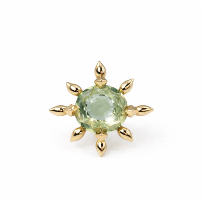 14KYG and Green Amethyst Raj Petite Flower Ring