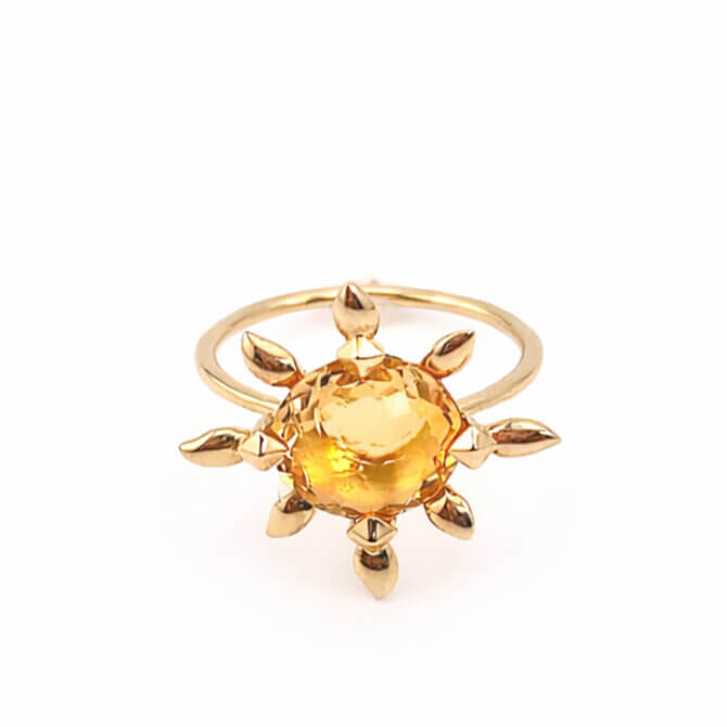 14KYG Raj Citrine Petite Flower Ring