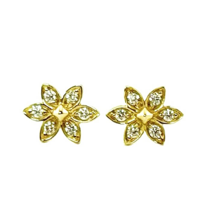 14KYG Vajra Diamond Petal Flower Stud