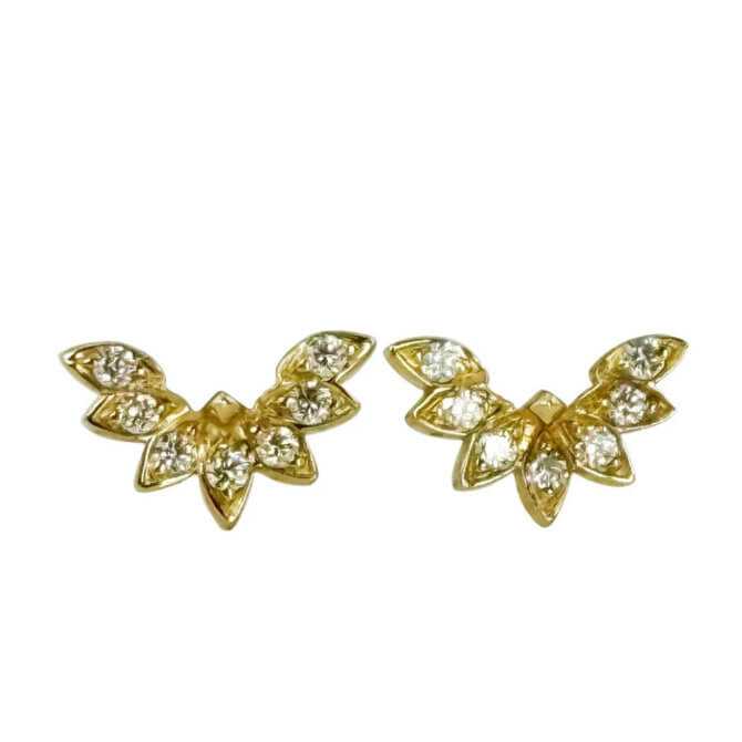 14KYG Vajra Diamond Petal Spray Earring