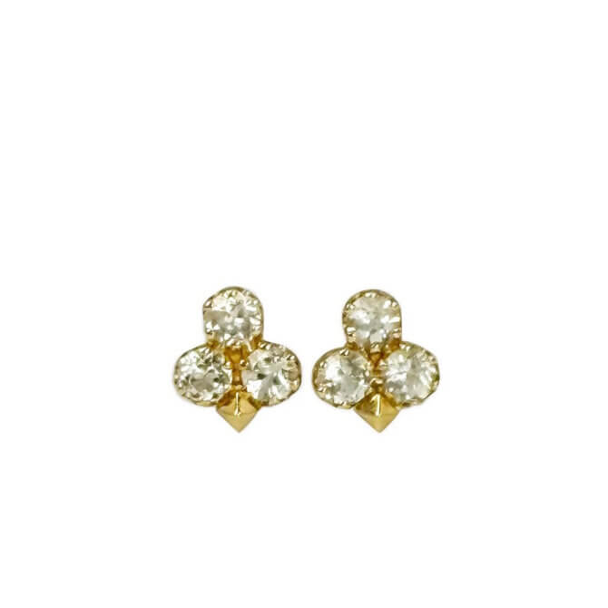 14KYG Vajra White Topaz Cluster Earrings