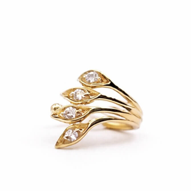 14KYG and Diamond Vajra Petal Ear Cuff