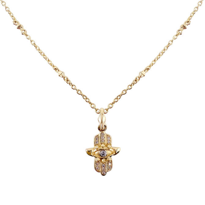 14KYG Diamond Virasat Hamsa Necklace