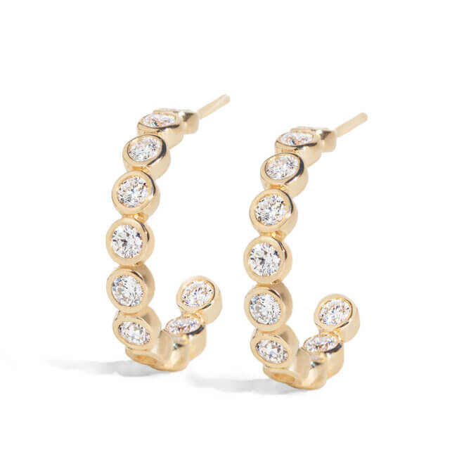 14K Large Luxe Diamond Bezel Hoops