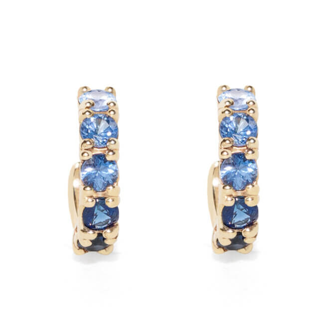 14K Ombré Blue Sapphire Hoop Earrings