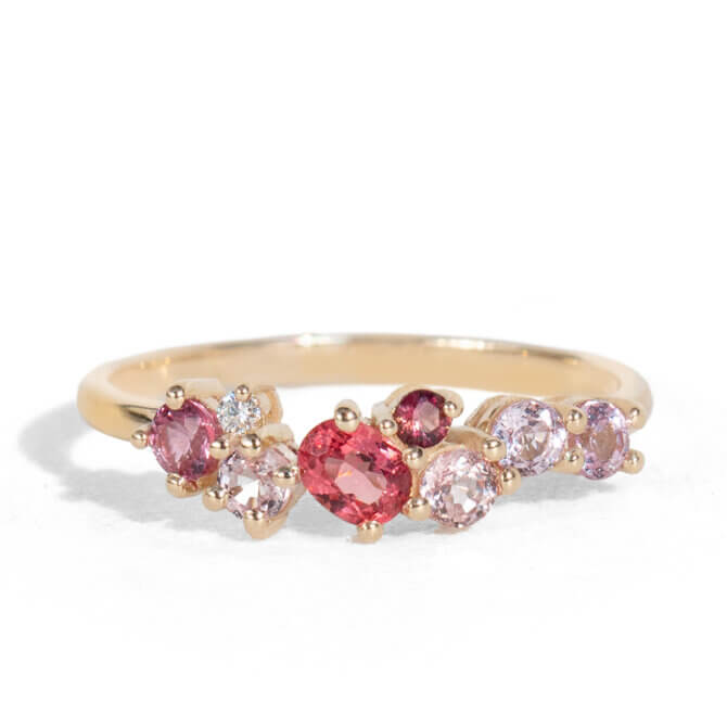 14K Pink Sapphire Cluster Ring