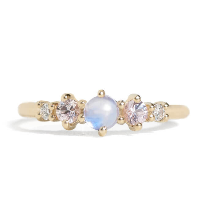 14K Georgia Moonstone Pink Sapphire Ring