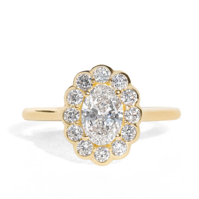 14K Bloom Oval Diamond Halo Ring